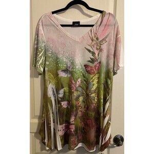Vibrant Butterfly Garden V-Neck Blouse
